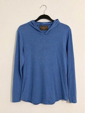 Goodlife Men’s L Blue Lightweight Tri Blend Pullover Hoodie Made in USA